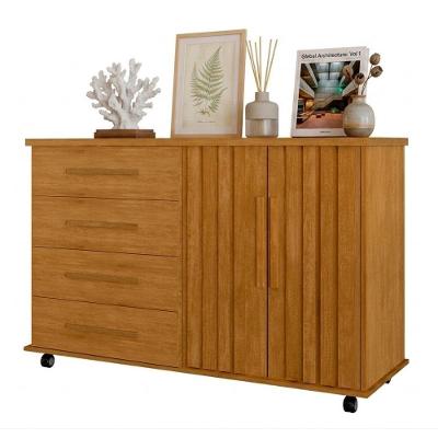 Cômoda Sapateira Eva Nature 4 Gavetas em MDF-MDP com Puxadores em MDF Amadeirado J&A Móveis