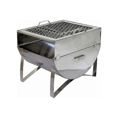 Churrasqueira a Carvão Portátil Aço Inox com Grelha 40x35x33cm Inox Ouro Minas
