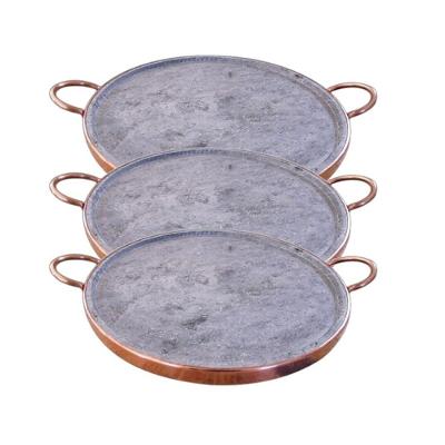 Kit 3 Formas para Pizza 001.x3-INDSJ Pedra Sabao Alcas Cobre 42cm Industria Sao Jose