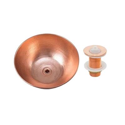 Cuba de Apoio 006F-M.Arte Redonda Banheiro Cobre Puro sem Alcas com Valvula 20L Brilhoso Metal Arte