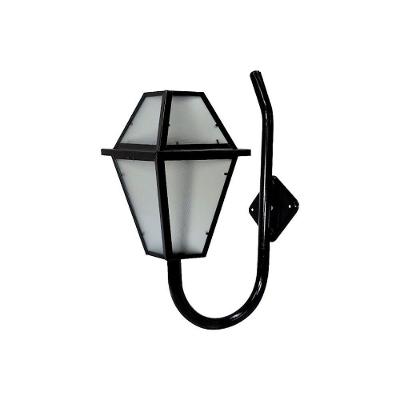 Luminaria de Parede Imperial L023IOM Braço Curvo Alumínio Fundido Preto Ouro Minas