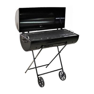 Churrasqueira a Carvao Mega Grill Grelha Inox Carrinho com Rodas para Varanda Preto Ouro Minas