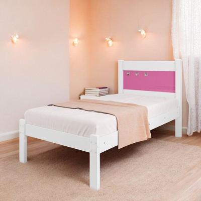 Cama Solteiro Sofisticada Paola com Colchão em MDF MDP Branca e Rosa Framar