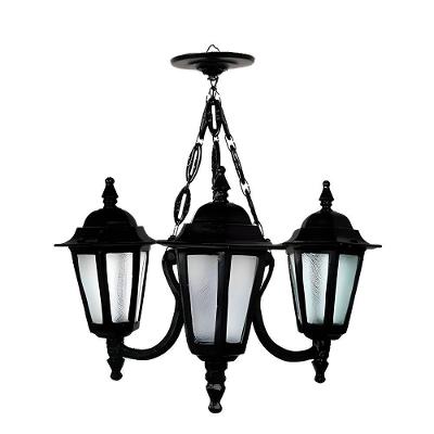 Lustre Colonial de Teto Holandês com Corrente em Alumínio para Jardim Preto Luminárias N. Sra.