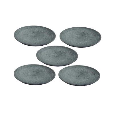 Kit 5 Pratos Raso Redondo Pedra Sabao 18cm para Sobremesa e Bolos Amadeirado Industria Sao Jose