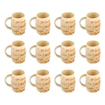 Kit 12 Copinhos de Bambu com Alca Kit12CopinhoBambu4cm_CDP para Bebidas Uso Domestico Colher de Pau
