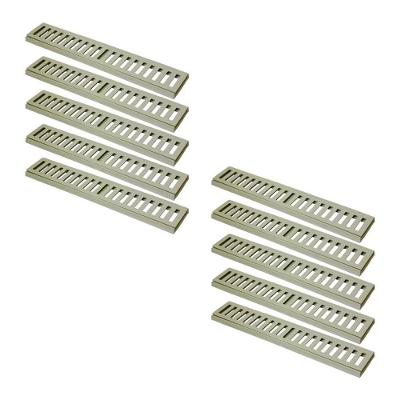 Kit 10 Ralo Grelha Linear Caixilho 15x50cm Alumínio Fundido Bege para Piscinas e Garagens GDA