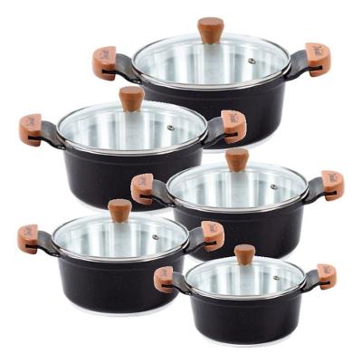 Jogo de Panelas 1237-JAV Cacarola Alumínio Usinado Preto 5 Tamanhos 16cm a 24cm Javali