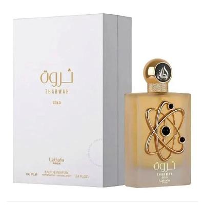 Perfume Tharwah Gold Feminino Eau de Parfum Amadeirado 100ML Lattafa