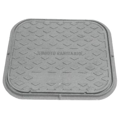 Tampa Tampão de Chão Simples T33 Passagem 48x54cm Ferro Fundido Preto Fundição São Cristóvão