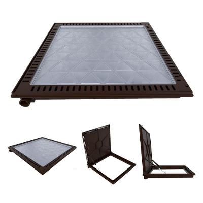 Tampa Casa de Maquina de Piscina TCMRS8EEMSPM Ventilada com Rebaixo Alumínio 80x80cm Marrom