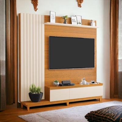 Painel para TV Jacarta Até 65 Polegadas 217,5cm Madeira Maciça Freijó e Off White Luapa Móveis