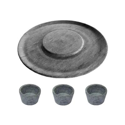 Prato de Hamburguer 26cm com 3 Molheiras Pedra Sabao Liso Solido para Restaurante Industria Sao Jose
