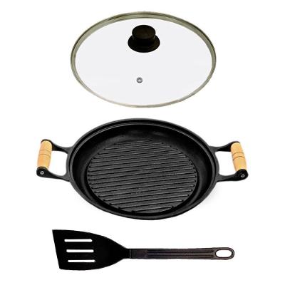 Chapa Grill Redonda CGR23x23TV-ALUMV Antiaderente Alumínio Fundido com Espátula 23x23cm Preto