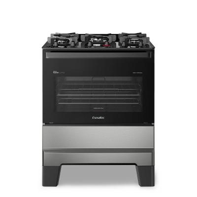 Fogão de Piso 5 Bocas a Gás Esmaltec Ideal Master Glass Mesa de Vidro Temperado Inox Bivolt