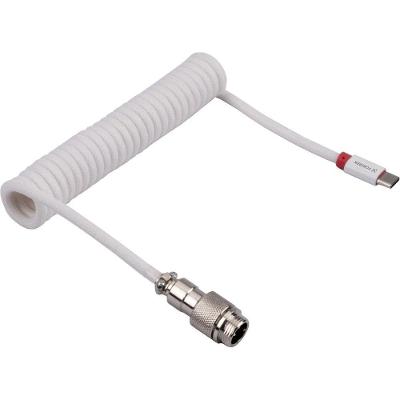 Cabo Coiled USB C Helix para Perifericos Gamer com Revestimento em Nylon Branco Fortrek