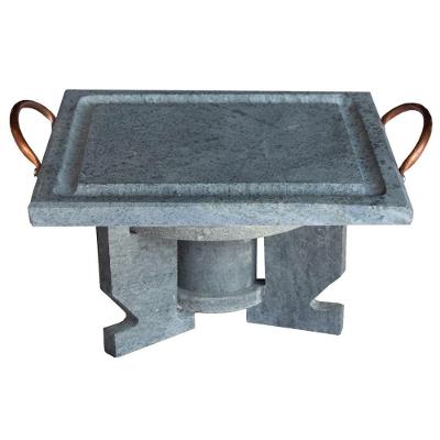 Fogareiro Réchaud FOG.G+003-INDSJ Pedra Sabão Chapa Quadrada 25x25cm para Fondue Cinza Industria São