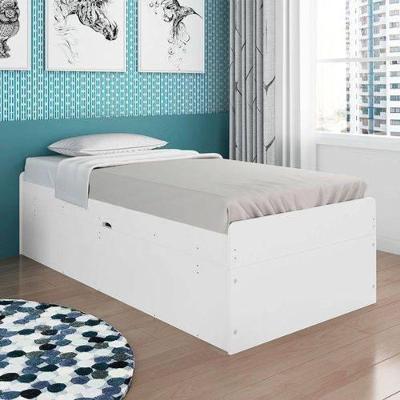 Cama Baú Camila Solteiro 95cm Estrutura MDF MDP Branco Framar