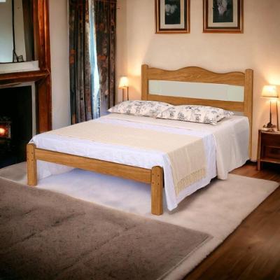 Cama Casal Munique Nature e Off White em MDF MDP para Colchao 138x188cm Gabrielli Moveis