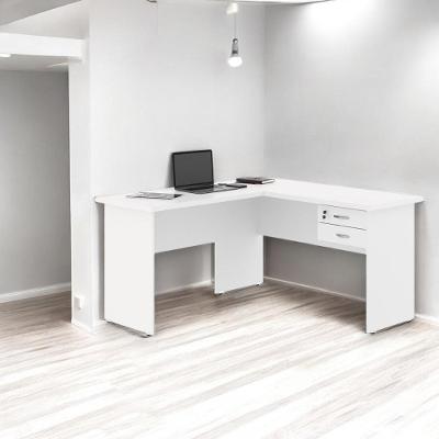 Mesa em l Linea Moderno 3 Gavetas MDF-MDP 136cm Branco Plata Móveis