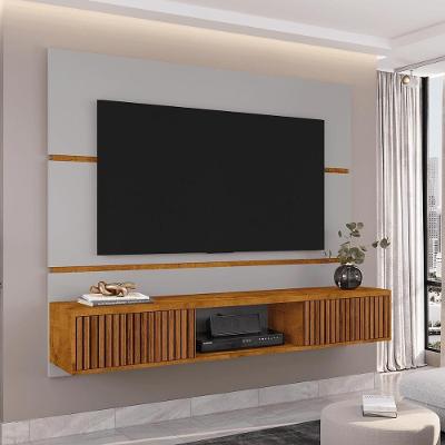 Painel para TV Âmbar 65 Polegadas 160cm Ripado Off White Nature Bechara Móveis