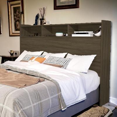 Cabeceira Melissa Casal com Nichos para Cama Box MDF Castanho Marrom Vj Móveis