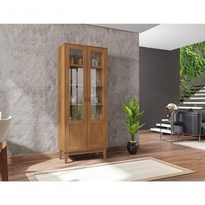 Cristaleira Íris 2 Portas 4 Prateleiras MDF MDP 73cm Bege Mobiliar Home Shop