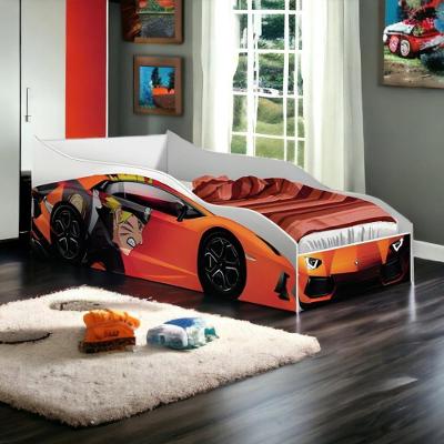 Cama Solteiro Infantil Cama Racer Laranja com Colchao Estrutura MDF Gabrielli Moveis