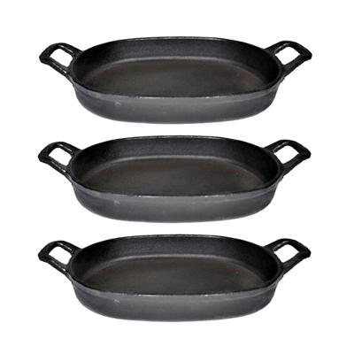 Kit 3 Assadeira Lisa Oval com Alca 35x24cm 3X.1086-RIG para Forno Industrial Rig Fundidos