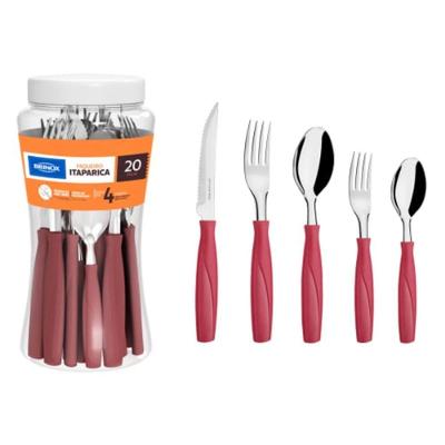 Faqueiro Itaparica 6000415 20 Peças Aço Inox Polido Vermelho Brinox