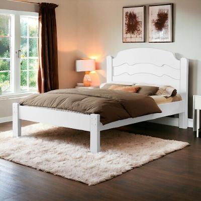 Cama Casal Íris em MDF Branco para Colchão 138x188cm Elegante Vj Móveis