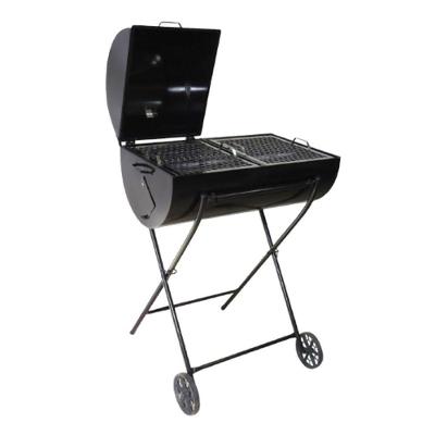Churrasqueira Tambor 100L a Carvão Portátil Aço Carbono com Carrinho Preto Ouro Minas F-070.OM