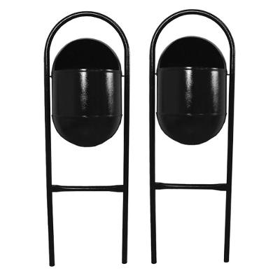 Kit 2 Lixeira para Lixo Portugal Fechada Chapa 25L Preto Uso Externo Santa Edwirges