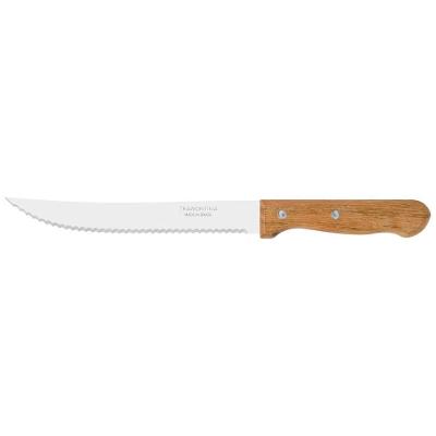 Faca Trinchante Dynamic 8 Polegadas Aco Inox Cabo Madeira Natural Marrom Tramontina