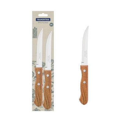 Conjunto de Facas Tramontina Dynamic para Churrasco e Frutas Aco Inox Cabos de Madeira Natural