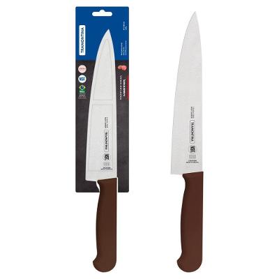 Faca para Carne Profissional 8 Polegadas Aco Inox Cabo Polipropileno Antimicrobiano Marrom