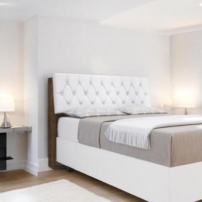 Cabeceira Estofada Yasminne Queen MDF-MDP Malbec com Capitonê Branco Fixação na Parede Framar