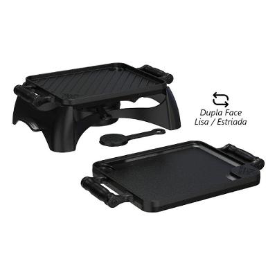 Rechaud Bifeteira 93802-LB Dupla Face Ferro Fundido Alca Silicone para Fogao 23x28cm Preto Libaneza