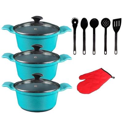 Jogo de Panelas AA1 Caçarola Cerâmica Azul Turquesa Antiaderente 26 a 30cm Javali