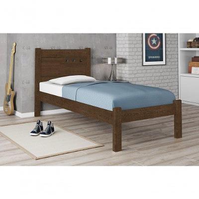 Cama Solteiro Paola Malbec em MDF Marrom para Colchao 88x188cm Framar