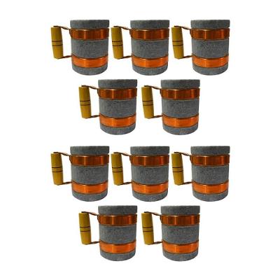 Kit 10 Canecas AF1001X10INDSJ Pedra de Sabao Alca de Cobre e Madeira 350ML Industria Sao Jose
