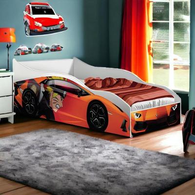 Cama Infantil Racer Juvenil com Grade MDF Laranja Gabrielli Moveis