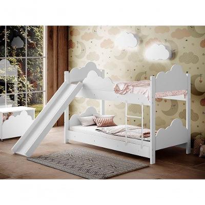 Beliche Infantil Marina com Escorregador e Luminárias Mdf Branco Divaloto Móveis