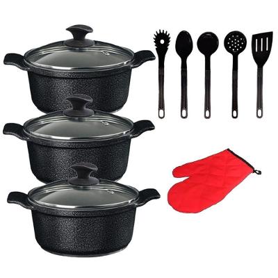 Jogo de Panelas AA1 Caçarola Alumínio Preto com Revestimento Cerâmico 4,8L Talher Javali