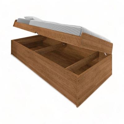 Cama Baú Solteiro Camila com Pistões a Gás Estrutura MDF Marrom Naturale