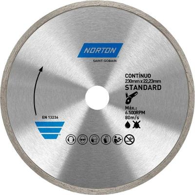 Disco Diamantado Liso 230mm Standard para Porcelanato Azulejo Ceramica Prata Norton