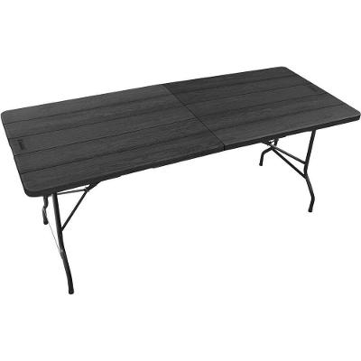 Mesa Dobrável Retangular 6 Lugares Plástico 180cm X 74cm X 74cm Preta Vonder