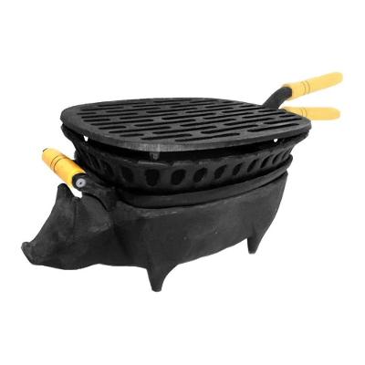 Churrasqueira Porquinho Grande 41x23cm para Churrasco em Ferro Rig Fundidos