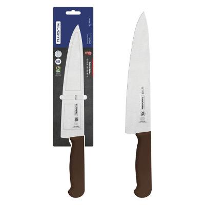 Faca para Carne Profissional 10 Polegadas Aço Inox Cabo Antimicrobiano Marrom Tramontina