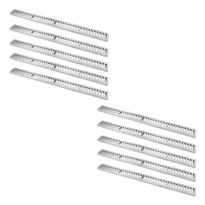 Kit 10 Ralo Grelha Linear 7026X10GDA Alumínio Fundido Polido Prata GDA Industria e Distribuidora